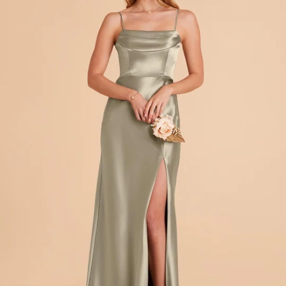 Birdy Grey Mia Shiny Satin Convertible Dress, Moss Green - Picture 2 of 6